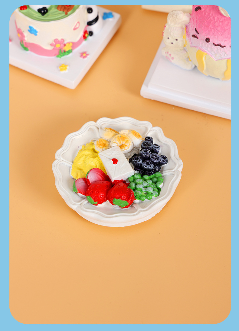 Simulated cake, food, refrigerator stickers, magnetic stickers, creative 3D stereoscopic afternoon tea, resin decorative magnetic photo stickers pic 13