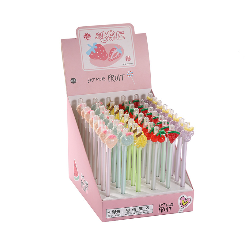 Wholesale of 2020 new student stationery pens, business gifts, Qicaixuan factory direct supply, fruit and candy gel pens pic 9