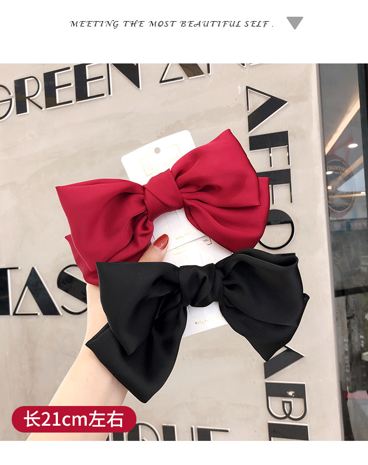 超大黑色蝴蝶结发夹日系大人儿童缎面红色发卡后脑勺弹簧夹子头饰详情7