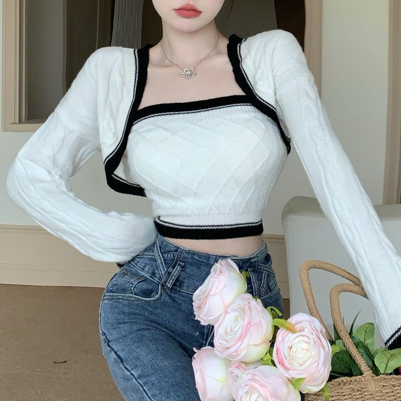 十三行早秋女装POLO领女式针织连衣裙女收腰毛衣条纹辣妹裙子女详情22