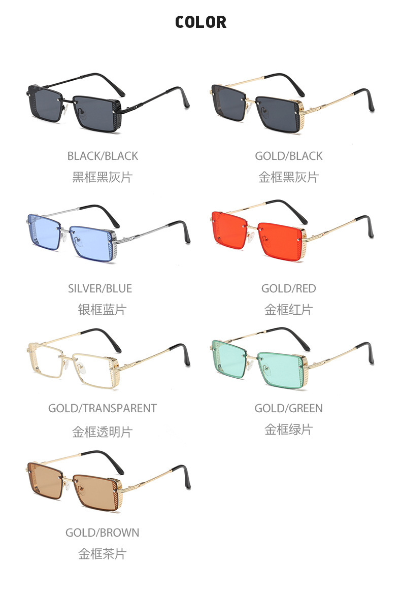 新款摩登太阳镜男女个性小方框跨境韩版海洋片眼镜街拍嘻哈墨镜详情9