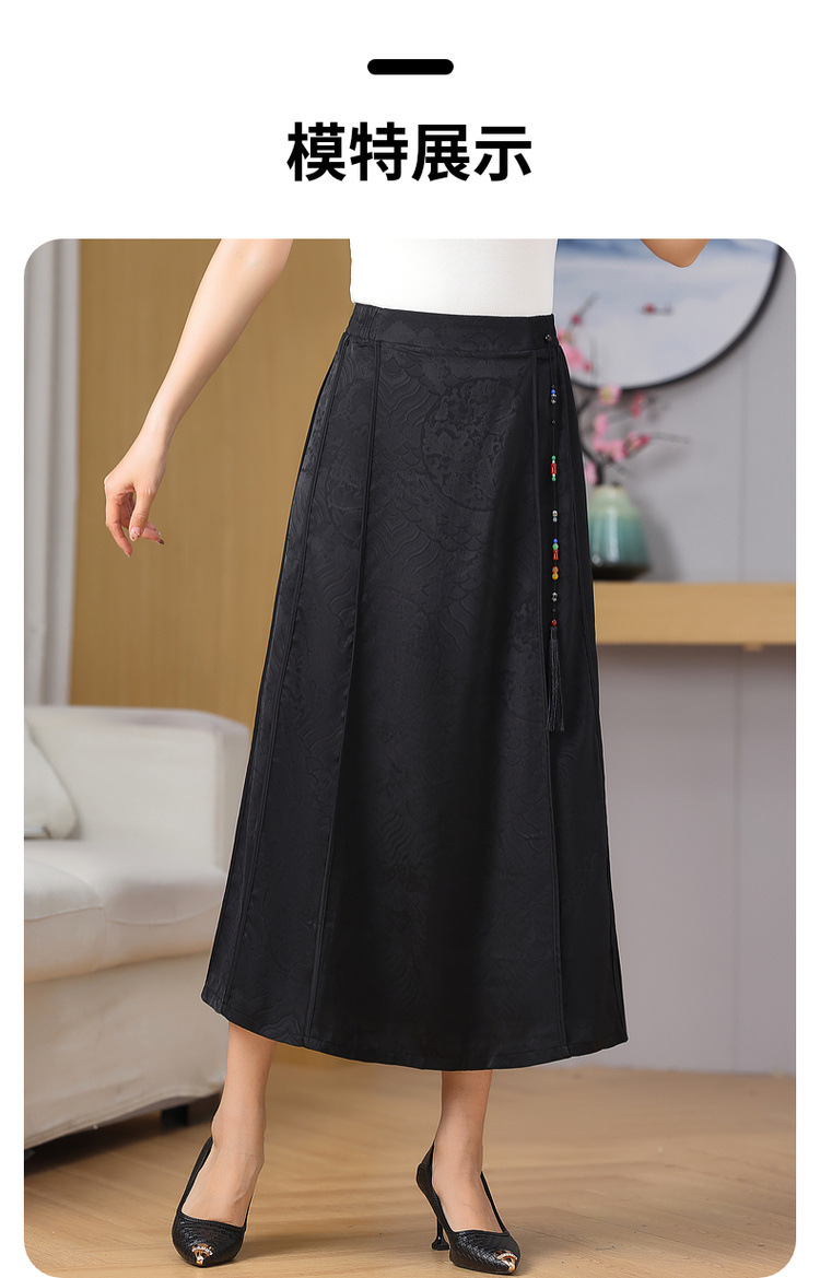 中老年中国风提花复古半身裙女士夏季2024新款中年妈妈半裙马面裙详情7