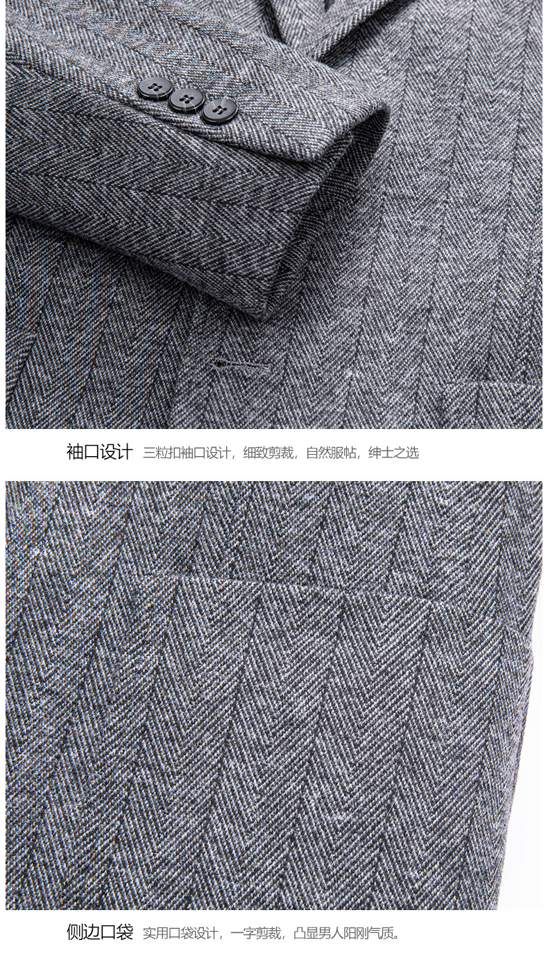 Laishibert autumn and winter knitted woolen woolen suits for young and middle-aged men, small suits for men, slim-fit woolen casual suits pic 49