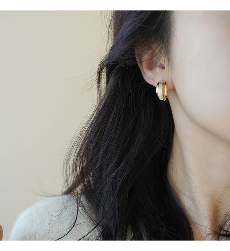 法式贝母耳环轻奢高级感小众精致气质耳钉金属贝壳耳饰品银针批发详情8