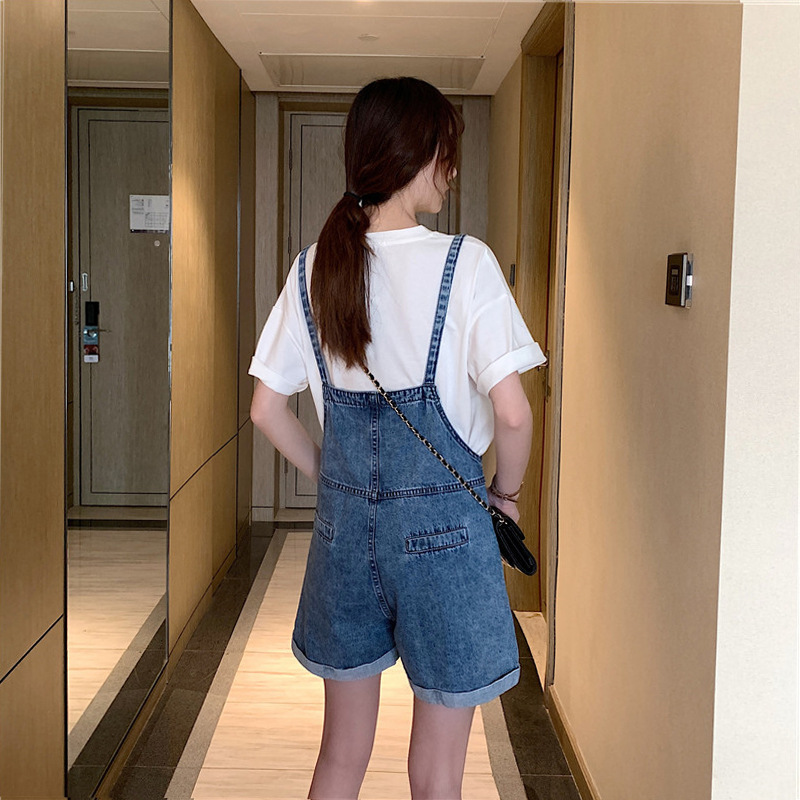Hong Kong-style autumn new collection of Korean Harajuku style denim overalls and high-waisted wide-leg jumpsuits for chubby girls to look younger pic 11