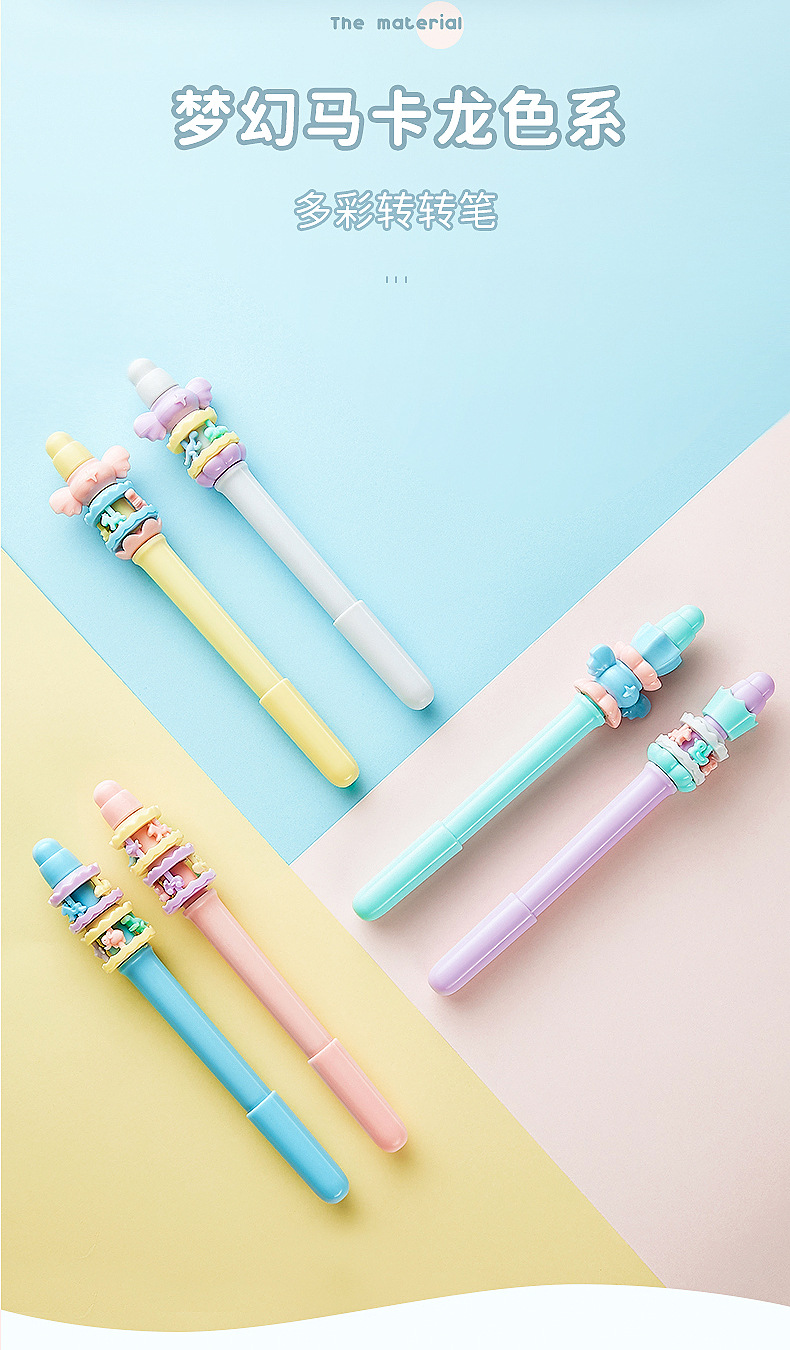 儿童减压转转笔盲盒中性笔创意旋转卡通可爱少女心造型学生解压笔详情11