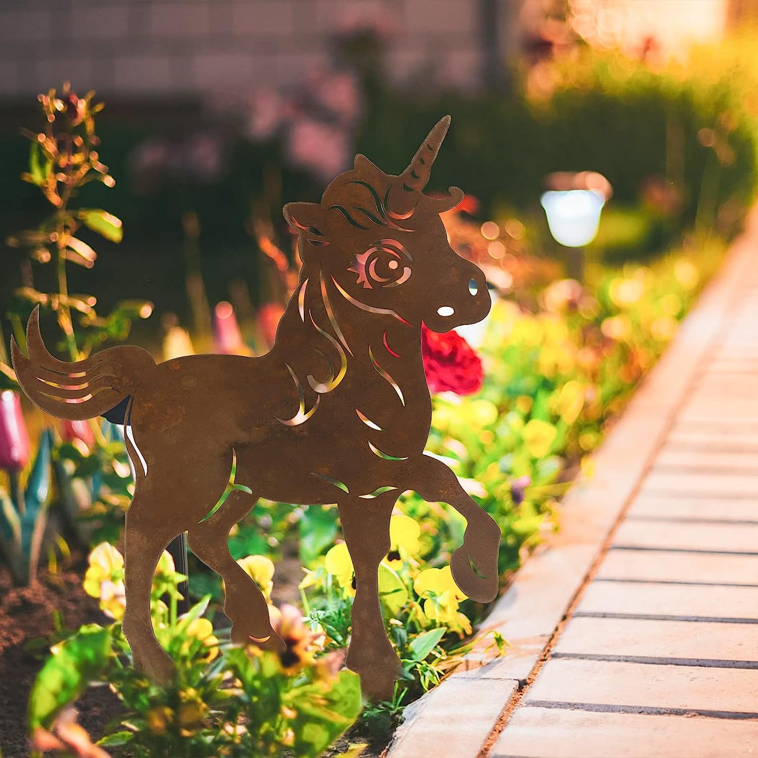 跨境生锈的独角兽小狗剪影圣诞装饰铁艺花园剪影金属庭院工艺品详情16