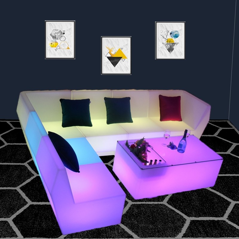 户外发光转角沙发茶几组合室外防水防晒庭院露天露台网红酒吧沙发详情10