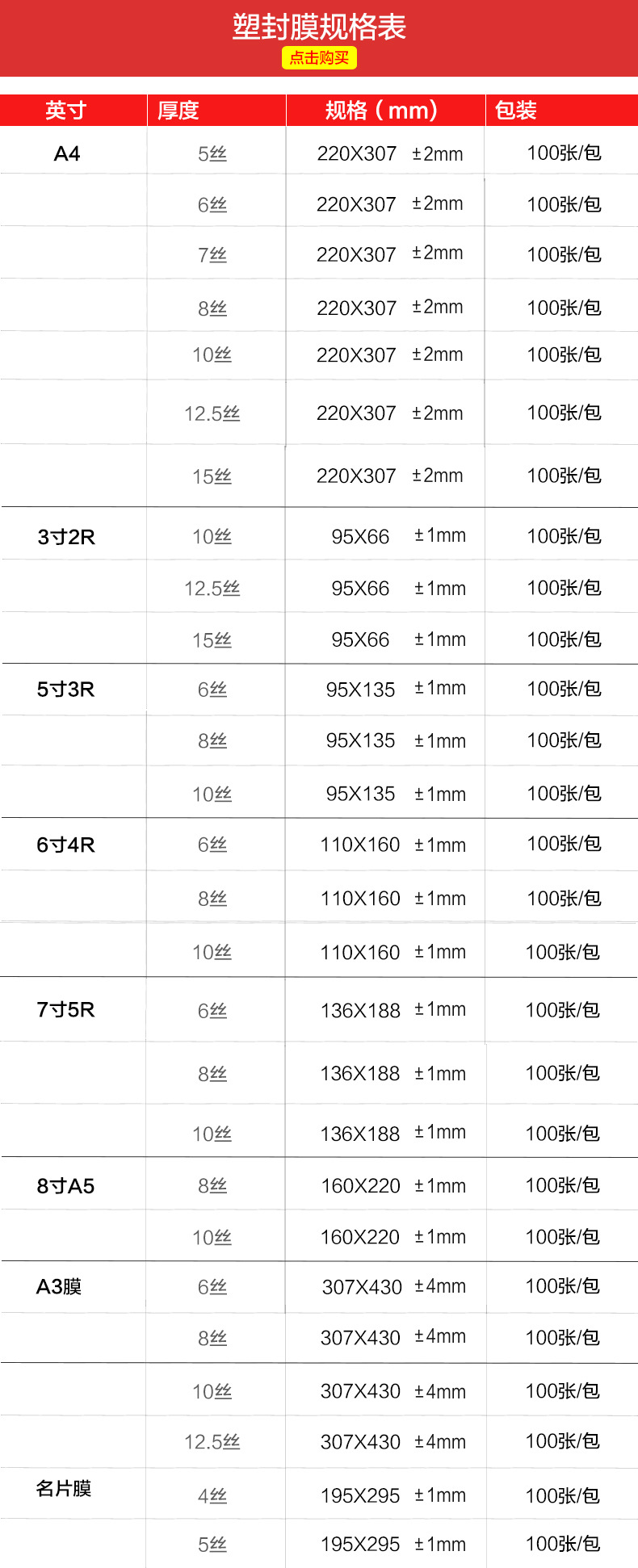 塑封膜8丝A4 10C封塑膜15丝5寸6寸过塑膜纸照片膜A3相片膜护卡膜详情2