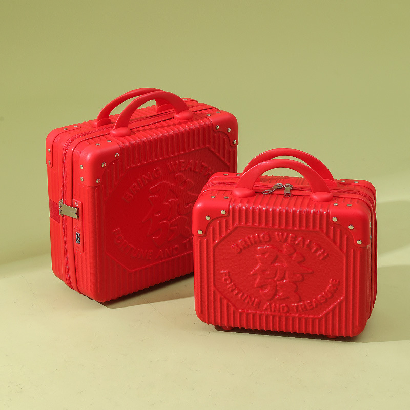 复古迷你手提箱子化妆箱14寸行李箱红色16寸伴手礼密码旅行箱包厂详情2