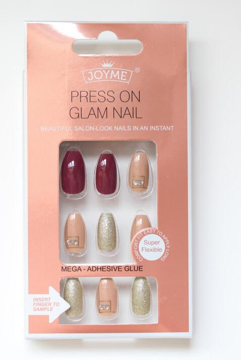 24 piezas acabadas uñas parches adhesivos adhesivos traseros transfronterizos europa y américa parches de uñas falsas bandas de diamantes nupcias uñas parches de uñas color de la piel rojo pic 37