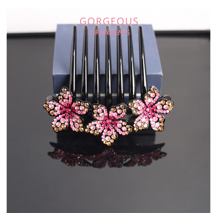 Elegant and refined hair accessory, flower-shaped water diamond bun hair accessory, seven-toothed comb clip hair accessory pic 9