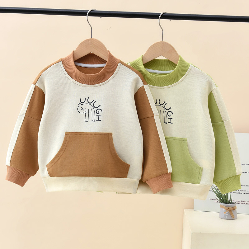 2024秋冬季新款儿童纯棉卫衣撞色宽松长袖休闲卡通套头外套卫衣详情2