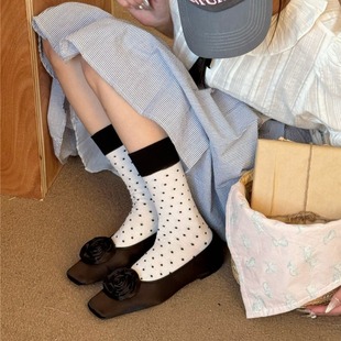 IOULOR薄款puppy狗彩色中筒袜夏季新品堆堆袜透气吸汗袜子批发女详情8