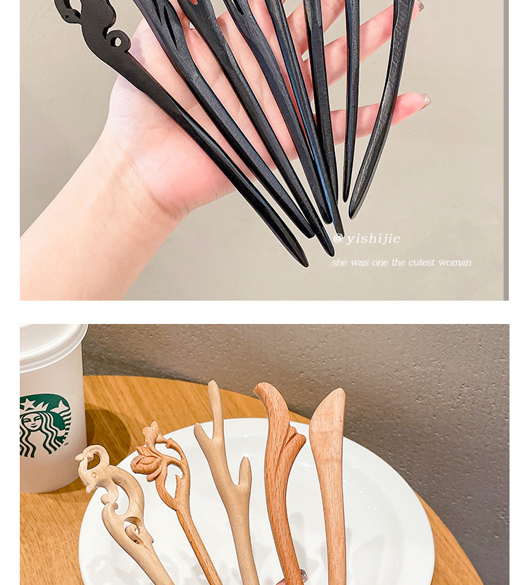 Ancient-style sandalwood hairpins for women, a simple and elegant updo, a modern and stylish new Chinese-style hairpin, Hanfu cheongsam headwear pic 24