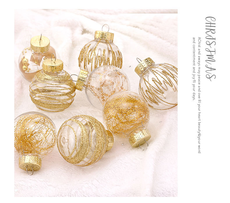 跨境新品圣诞装饰品PET透明球塑料彩绘圣诞球套装圣诞树挂件吊饰详情10