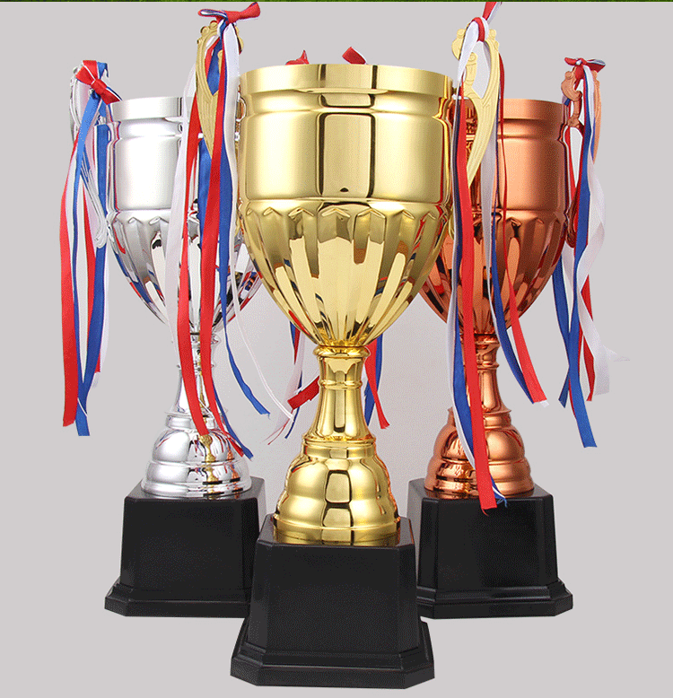 Gold, silver and copper metal trophies, school sports meeting, dance and music competition, ribbon copper trophies in stock, factory wholesale pic 2