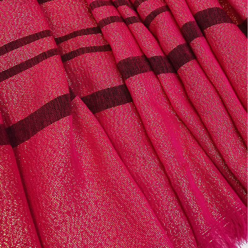 一件代发2023薄款人棉双色金丝短须长款头巾百搭包头围巾厂家直销跨境热卖详情4