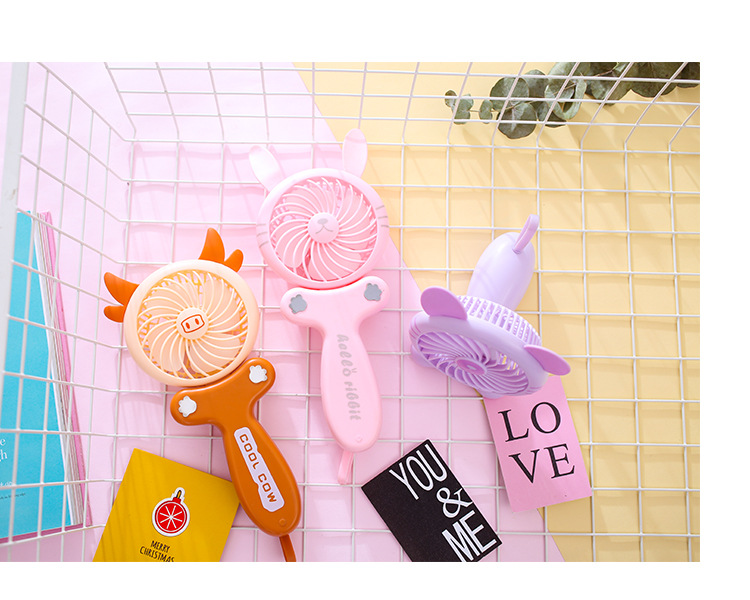 Creative cartoon usb fan, mini and cute, card-holding, folding and charging small electric fan, small household appliance pic 5