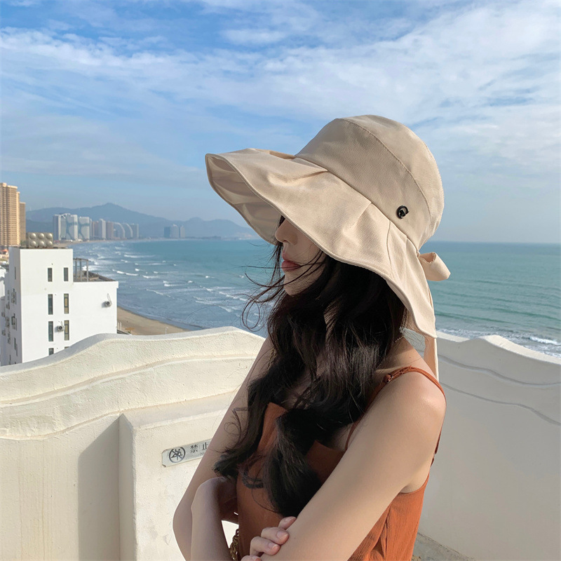女夏秋天大檐遮脸防紫外线太阳帽可折叠渔夫帽日本UV网红防晒帽子详情1