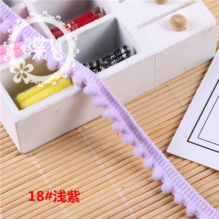 现货供应35色爆款密芽边毛毛虫织带DIY手工帽子服装辅料 毛球花边详情32