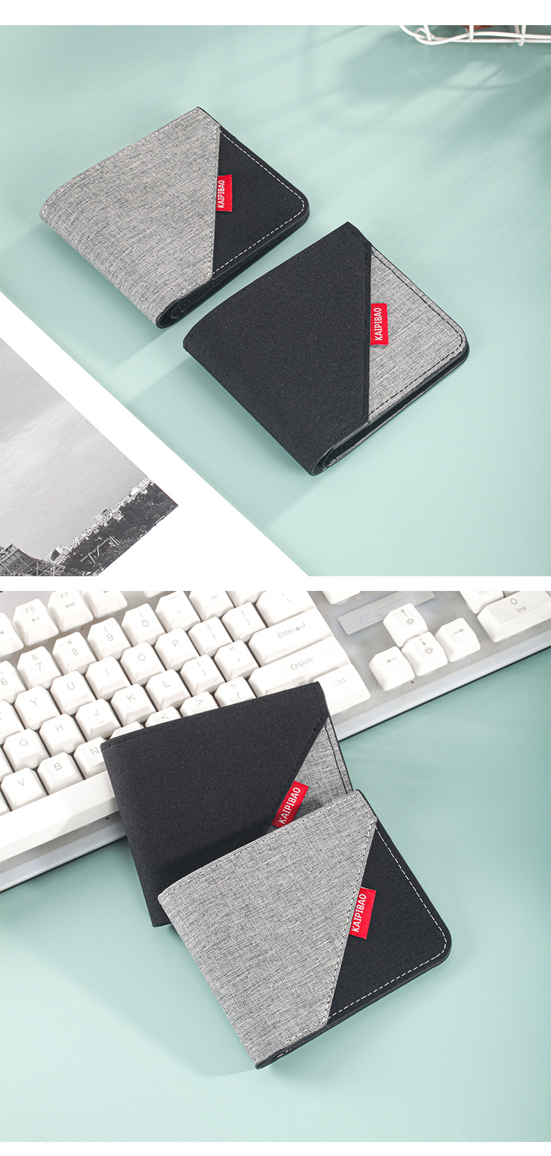 男士短款帆布钱包男小钱包男款皮夹男式超薄钱夹卡包批发详情9