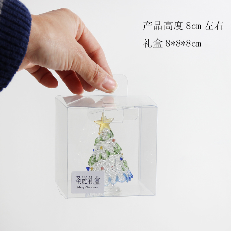 圣诞节礼物拉丝圣诞树淄博琉璃工艺品玻璃制品桌面摆件手工装饰灯详情51