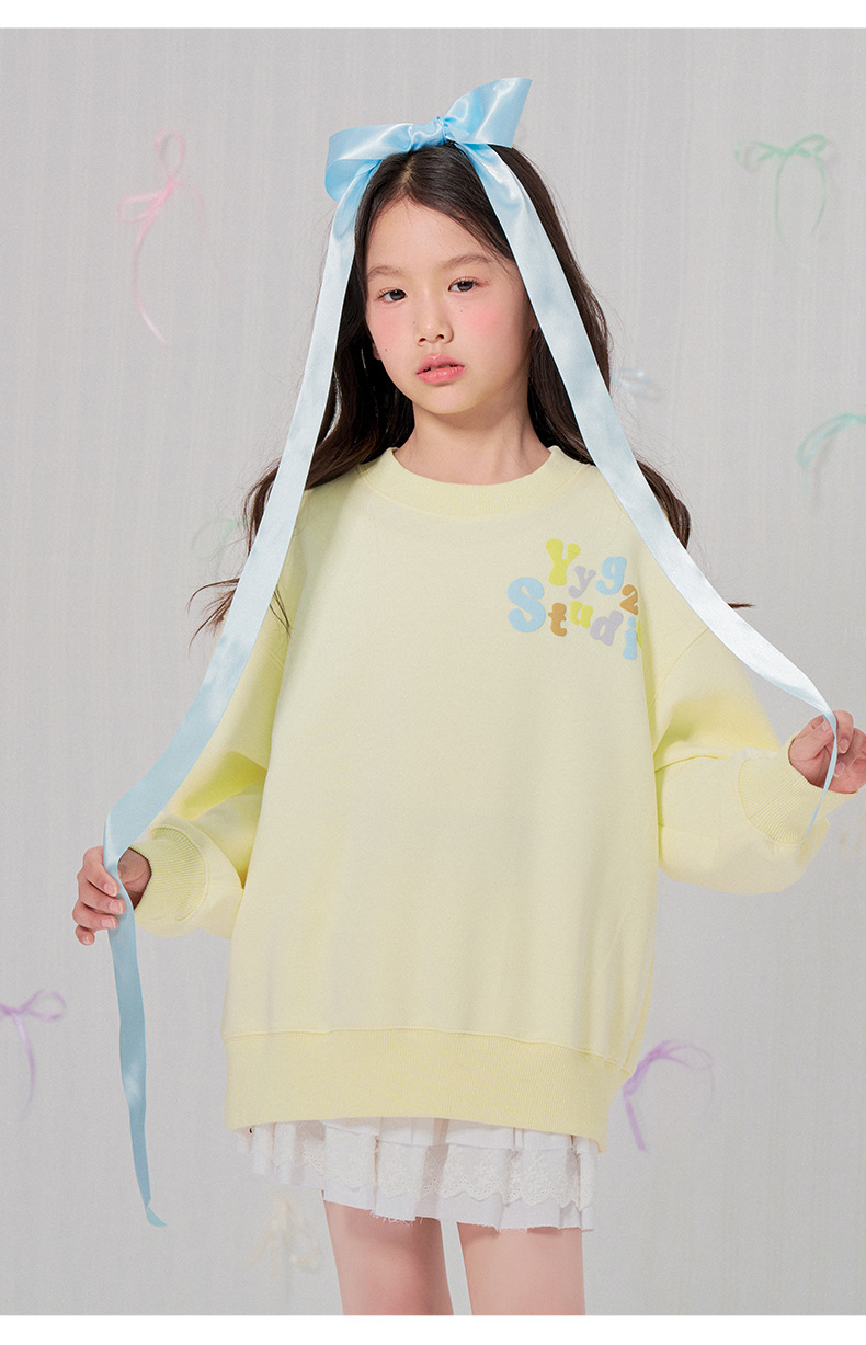 媛媛公主2025春款儿童卫衣女童中大童甜美小清新潮范圆领上衣童装详情11