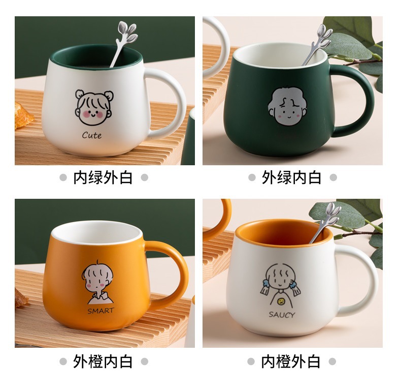 Cute ceramic cups, ins couple mugs, high appearance level, household breakfast cups, coffee cups, souvenirs, water cups wholesale pic 20