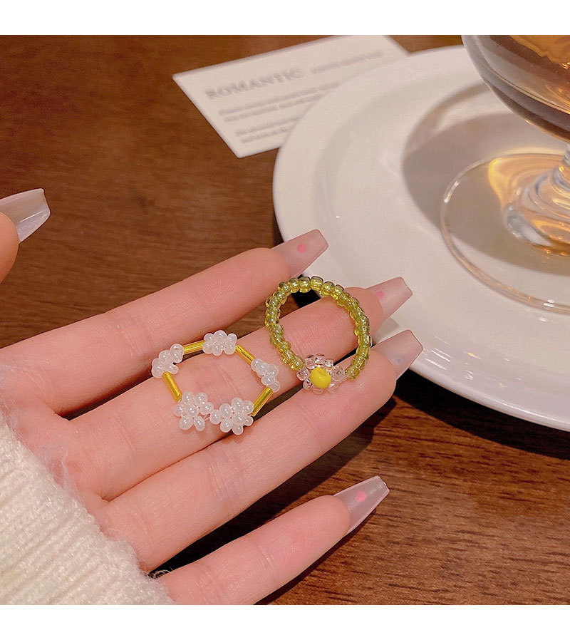 小清新弹力绳花朵戒指女新款百搭小众个性食指环春季新款套装首饰详情16