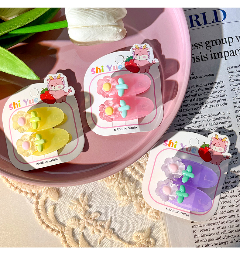 夏季花朵儿童发夹批货小女孩椭圆夹边夹碎发夹可爱学生小夹子头饰详情11