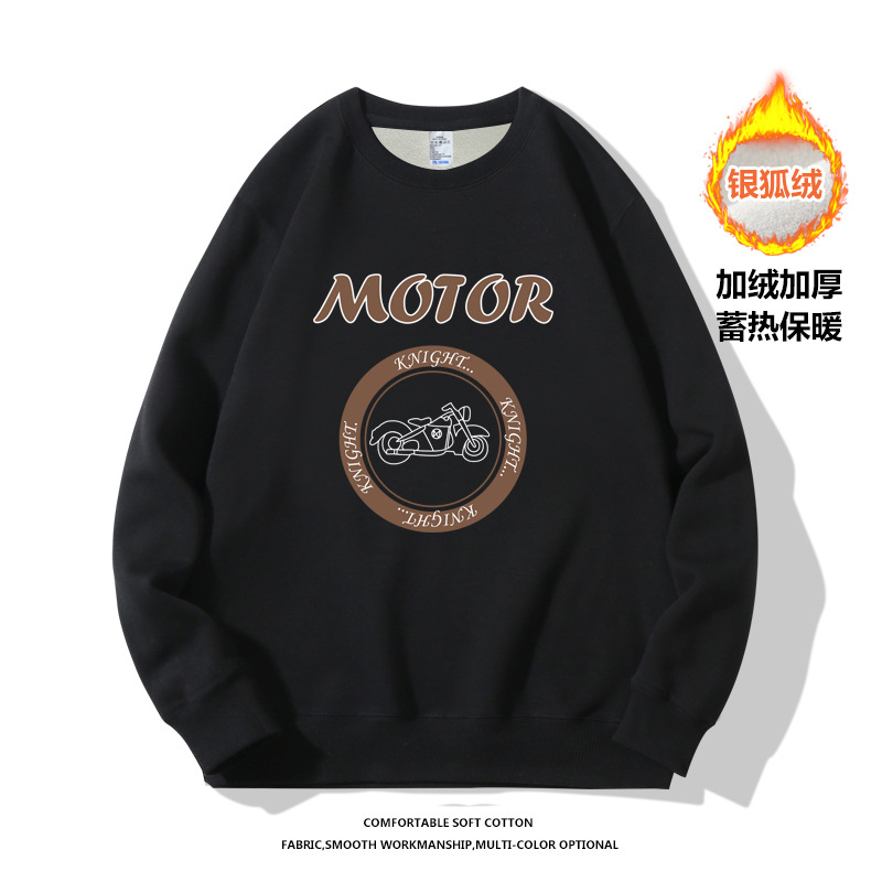 银狐绒加厚卫衣男士2022新款运动加绒长袖圆领宽松情侣秋冬卫衣潮详情9