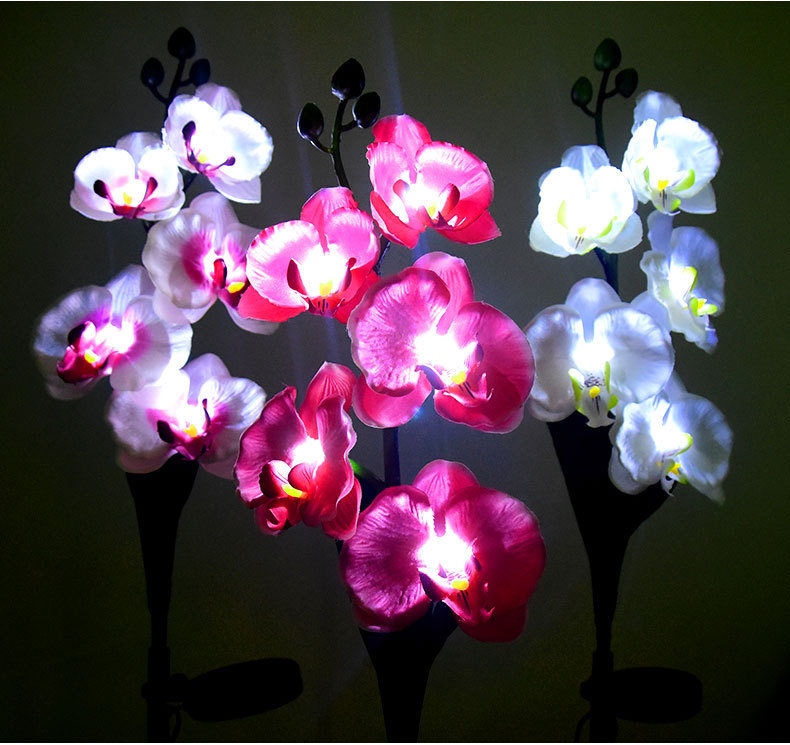 Cross-border solar lamps, simulated flower Phalaenopsis, ground insert lamps, outdoor courtyard lamps, landscape, festival and garden decorations pic 4
