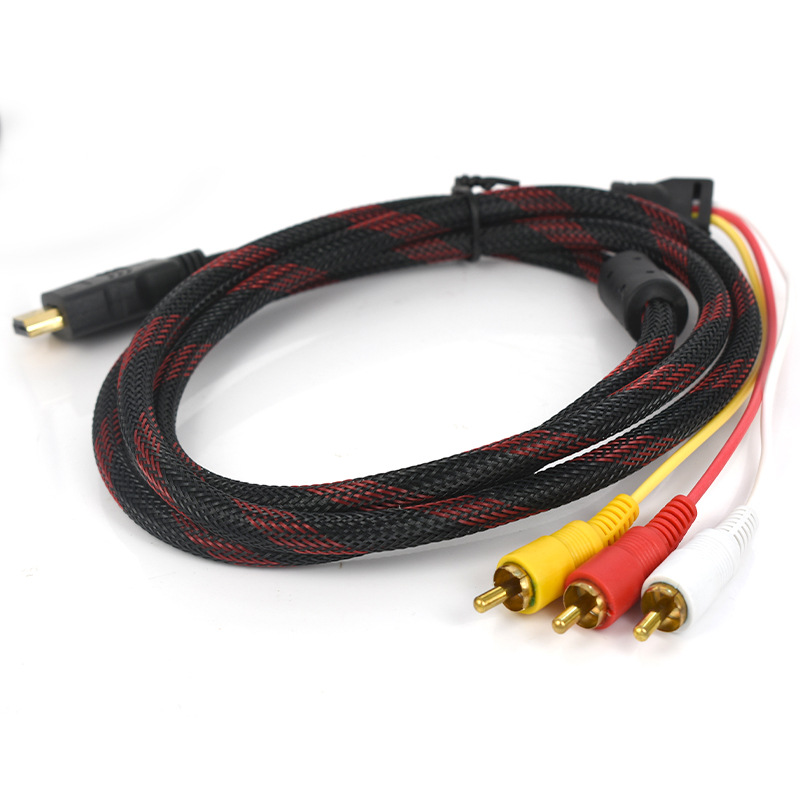 HDMI转3RCA红白黄色差线 HDMI转AV 电视机机顶盒连接线镀金1.5米高清连接线详情5