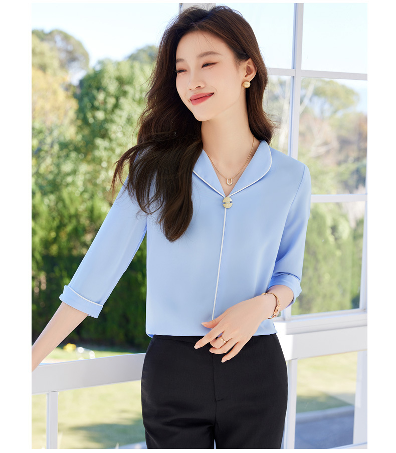 白色衬衫女中袖时尚气质夏季2024新款职业衬衣女小清新白领上班族详情11