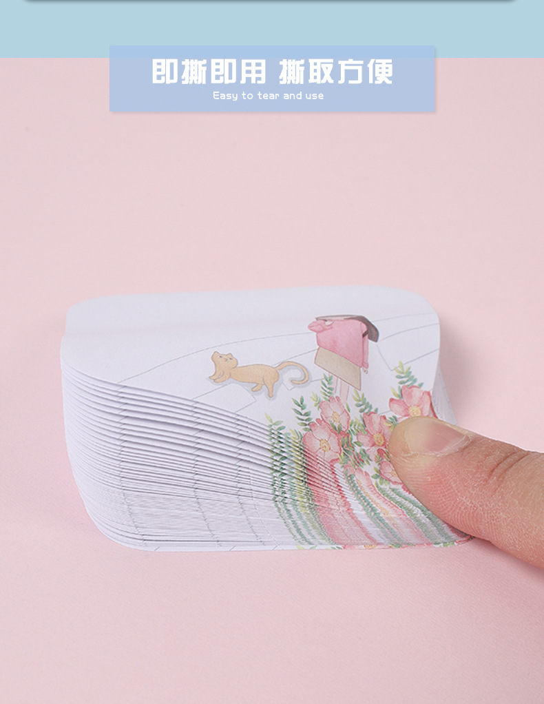 New Japanese and Korean campus girl sticky notes, cute comic girls, fresh and cute sticky notes, tearable sticky notes pic 4