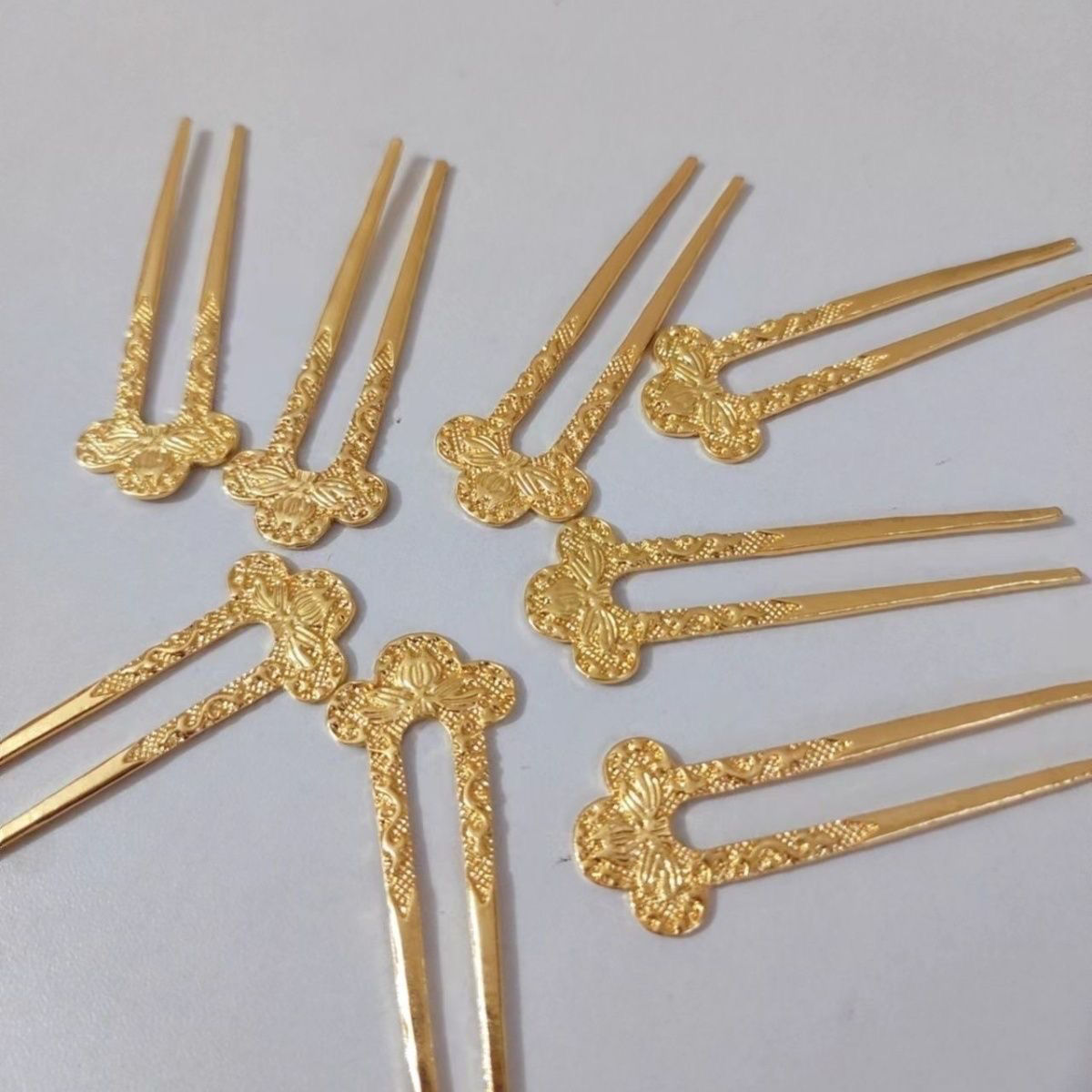 宫廷花纹合金u型汉服小发簪国风妆点发饰简约古风u钗百搭唐风头饰详情5