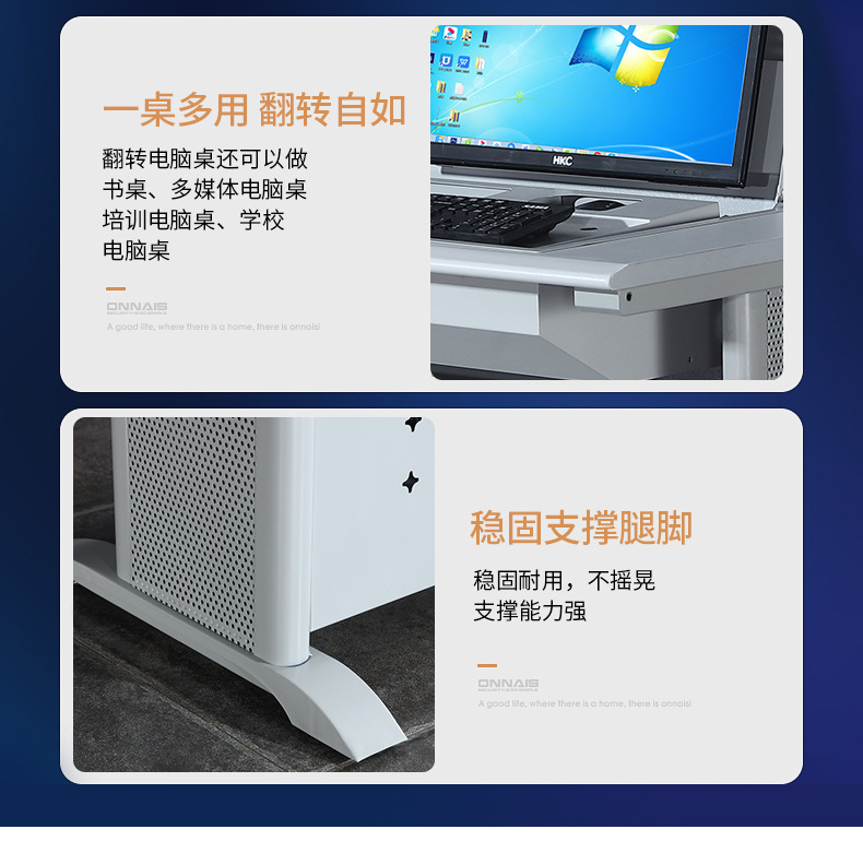 Hidden flip computer desks, student computer room training desks, multimedia podiums, single and double study desks pic 17