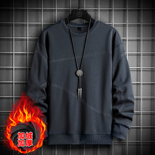 男士卫衣韩版潮流春秋季ins圆领宽松大码长袖T恤男青少年加绒上衣详情9