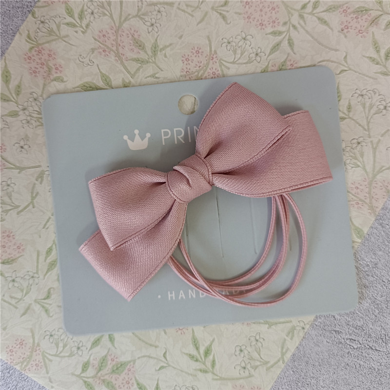 春夏新款甜美复古少女学生多股高弹头绳浅粉色蝴蝶结皮筋发圈发绳详情4