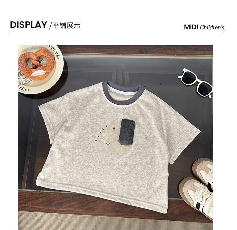 夏款童装儿童短袖T恤男童纯棉圆领上衣韩版宝宝可爱小狗半袖夏装详情16