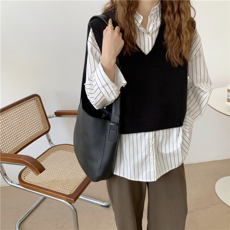 新款春秋女装洋气宽松显瘦V领毛衣外穿鹅黄色针织马甲背心详情26