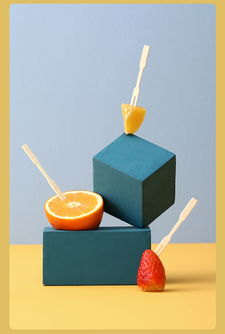 FaSoLa家用一次性竹签水果糕点叉子厨房餐具结实耐用甜品叉200根详情13