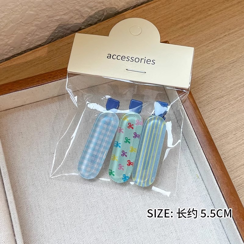 果冻格纹发夹女多巴胺彩色套装鸭嘴夹蝴蝶结碎发发卡侧边刘海边夹详情40