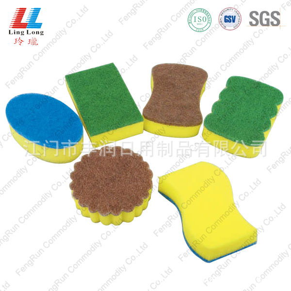 Wholesale waist-shaped high-density impregnated rubber and sand-containing double-sided dishwashing sponges, scrubbing POTS, scouring pads and cleaning sponge blocks from the manufacturer pic 19