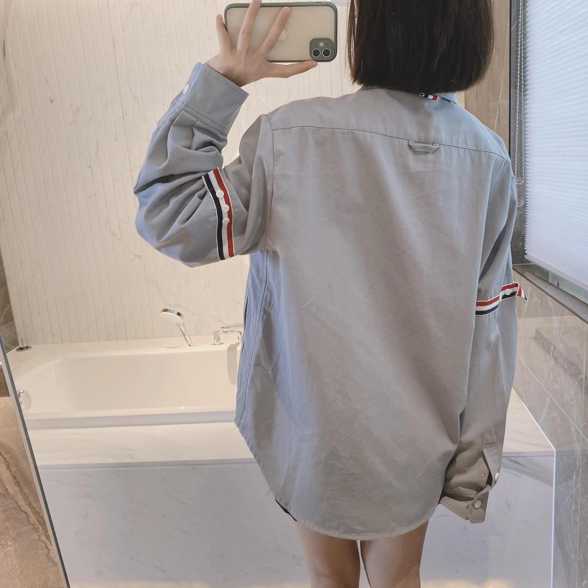 TB casual trendy brand poplin slim-fit solid white shirts for men and women, Oxford fabric shirts for women with long sleeves pic 23