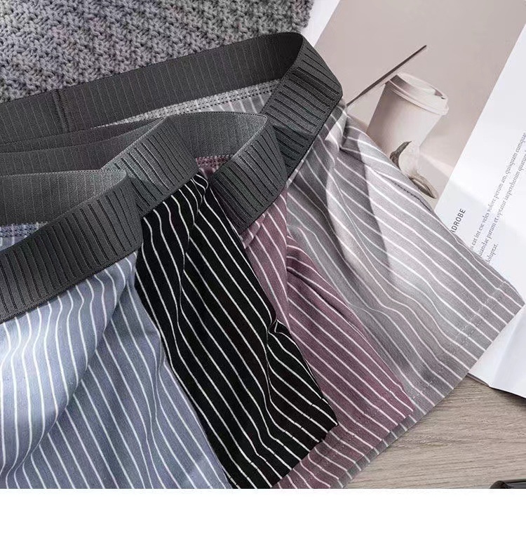 男士内裤男平角裤条纹纯棉档透气中腰短裤衩四角裤男生底裤衩详情3