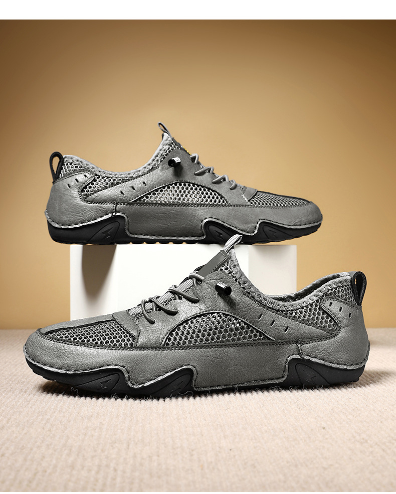 真皮牛皮跨境新款男士休闲运动鞋大码缝制透气网面鞋八爪鱼男鞋子详情40