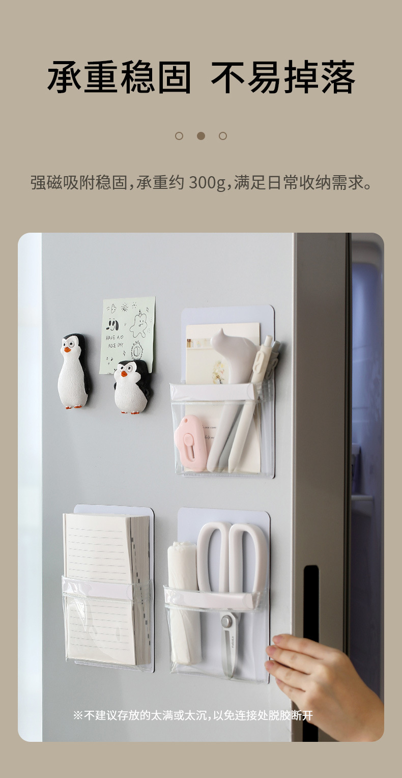 FaSoLa household transparent magnetic refrigerator storage bag, refrigerator stickers, magnetic stickers, accessories and sundries classification pvc storage bag pic 10