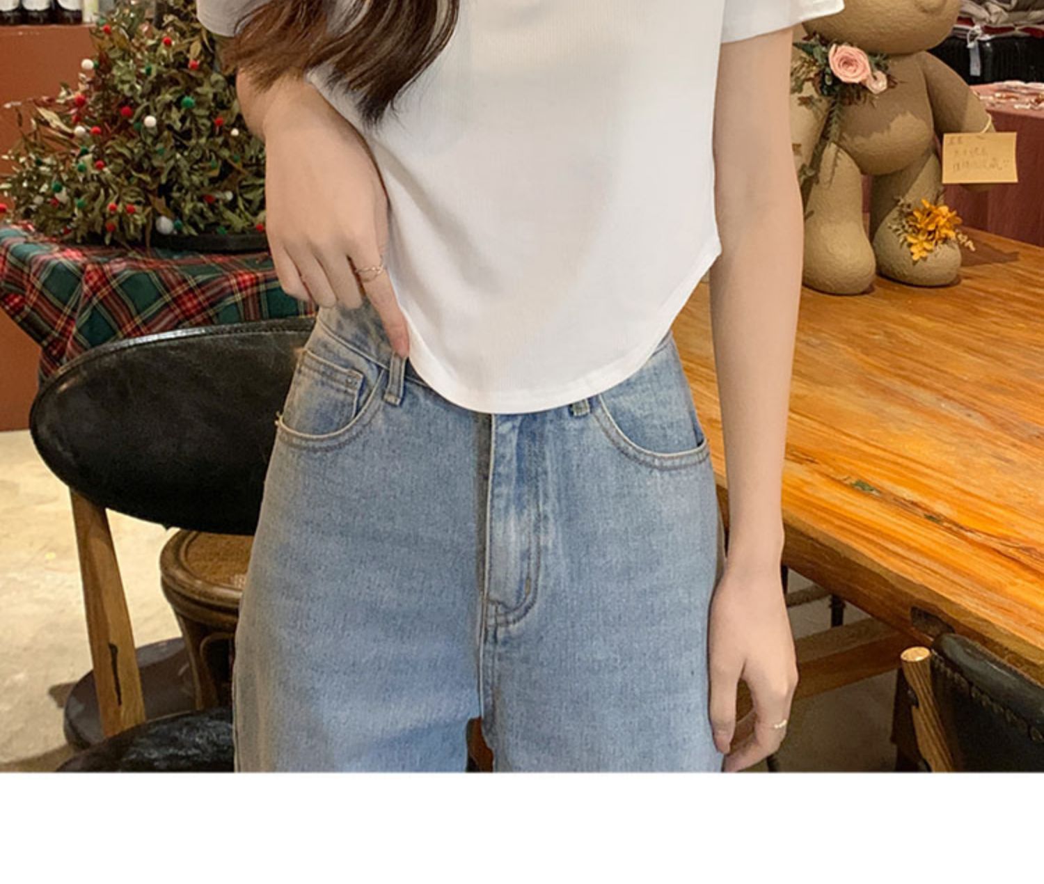 Irregular Polo collar short-sleeved shoulder T-shirt for women, with a unique and pure design sense, tight-fitting innerwear and base layer top pic 20